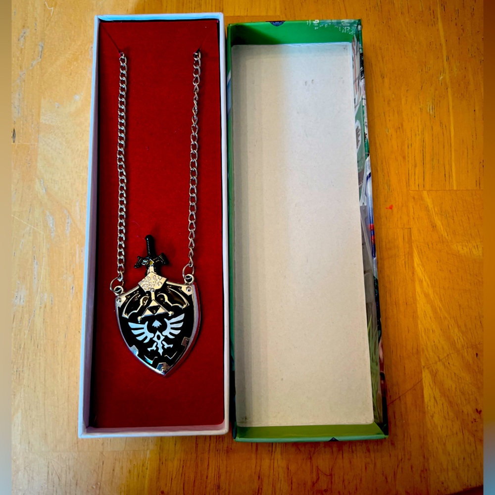 The Legend of Zelda: Master sword, and Hylian shield pendant!